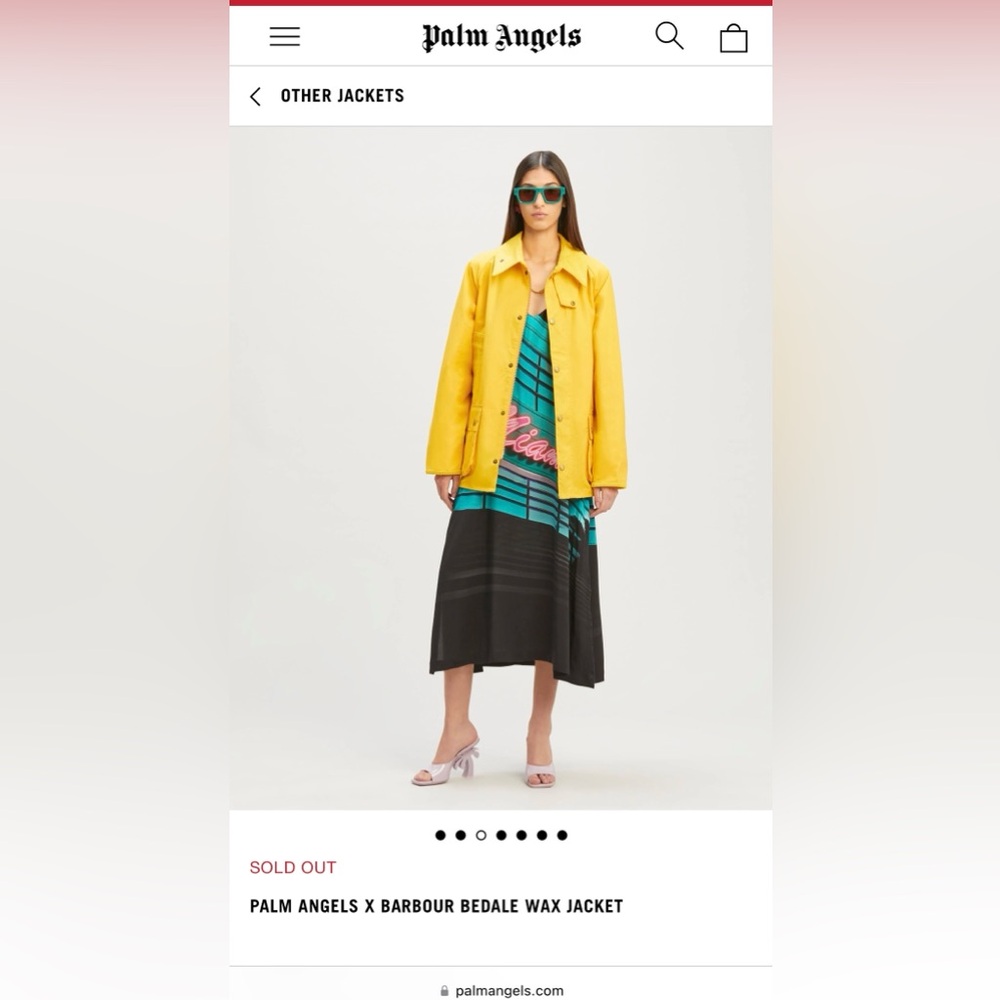 PALM ANGELS X BARBOUR BEDALE SPRAY LOGO WAX JACKET: UNISEX, SOLD OUT EVERYWHERE